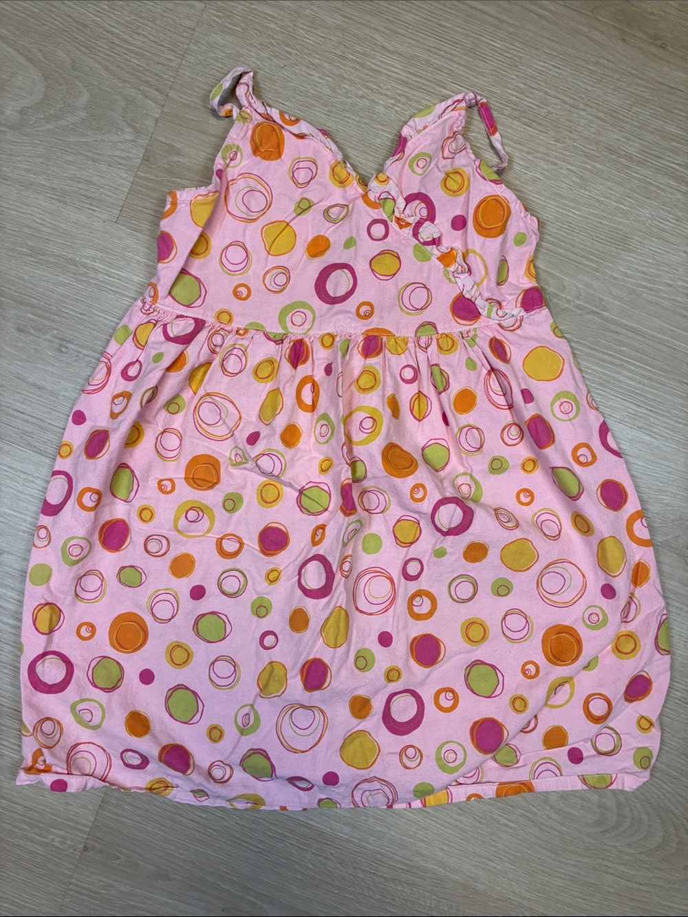VINTAGE fresh produce Pink Circle-Print Sundress with Orange & Green Accents